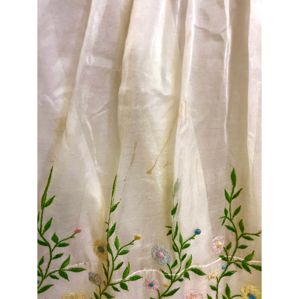 Vintage 1950s Dress MCM Pale Yellow Embroidered Skirt XS Cotillion Full SKirt dresses The Best Vintage Clothing