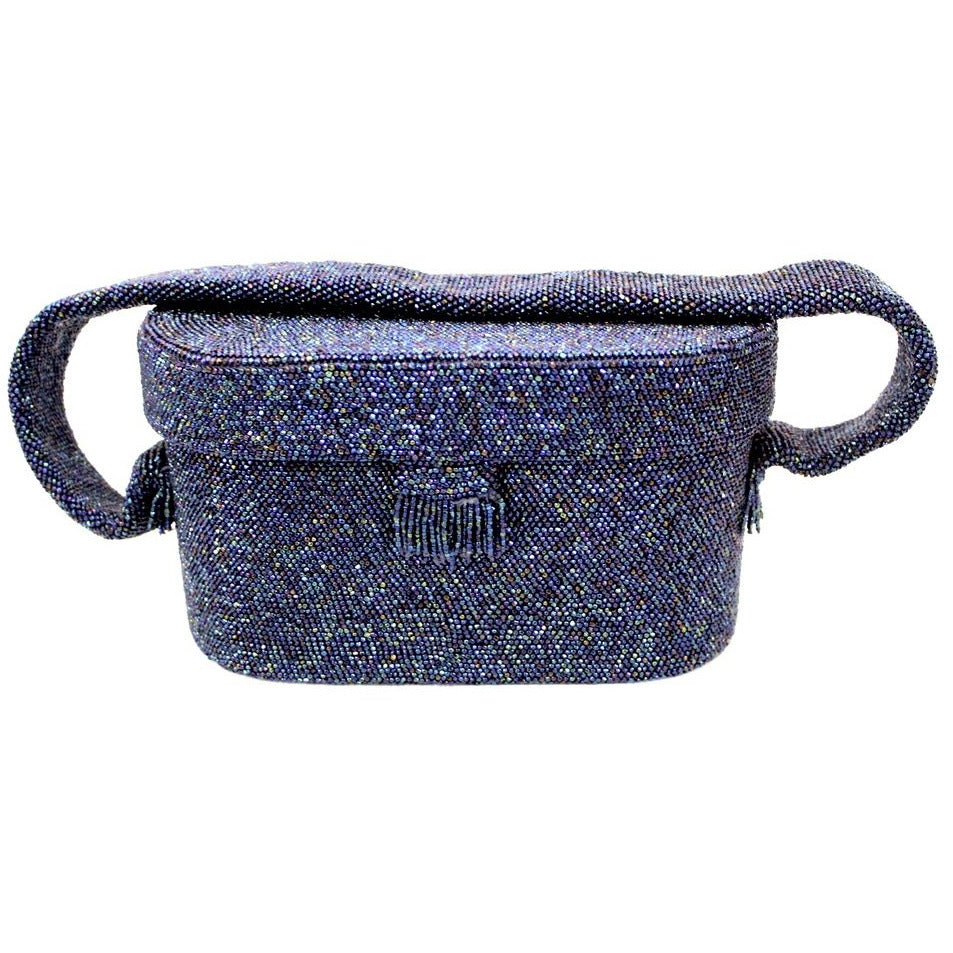 Vintage Box Purse Midnight Blue Carnival Bead Cocktail Bag 1940S Handbags The Best Vintage Clothing