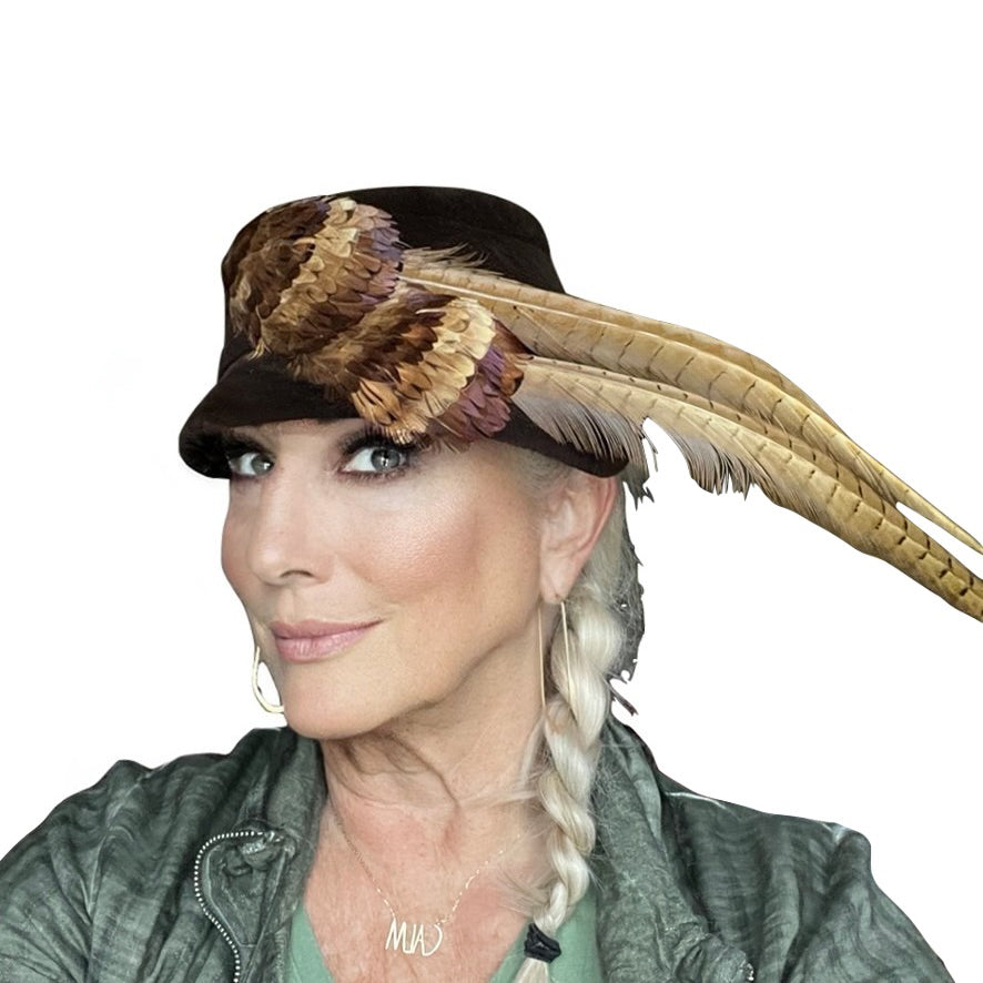 Vintage Womens Hat Roberta Bernays Brown Velour Dramatic Pheasant Feather 1950s Hats The Best Vintage Clothing