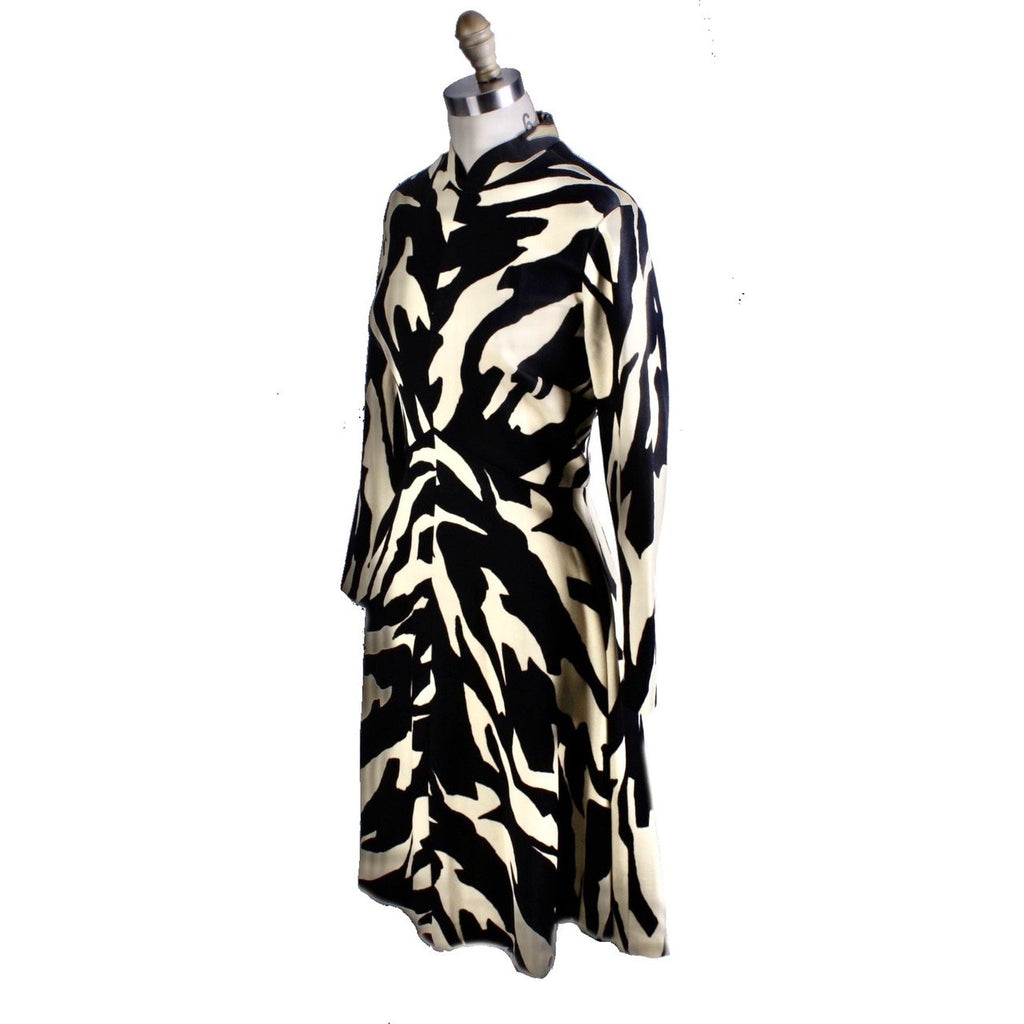 Vintage Knit Dress 1970s Poly Knit Dress Womens M/L Black/Ivory Women's,New Arrivals The Best Vintage Clothing