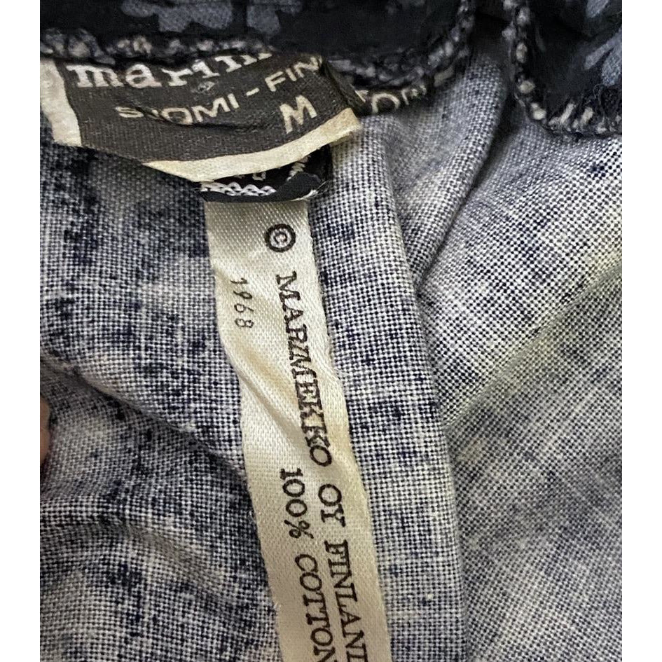 Vintage Marimekko Dress 1968 RARE Womens M Shift Dress Blue Gray Mini Print marimekko The Best Vintage Clothing