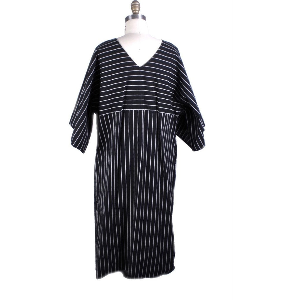 Vintage Vuokko 1970s Column Dress Iconic Black & White Stripes Womens M Cotton marimekko The Best Vintage Clothing
