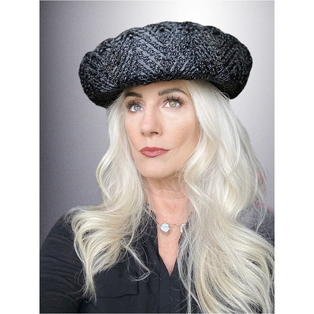 Vintage Ladies Black Cellophane Lace Straw Brimmed Hat 1960s Hats,New Arrivals The Best Vintage Clothing