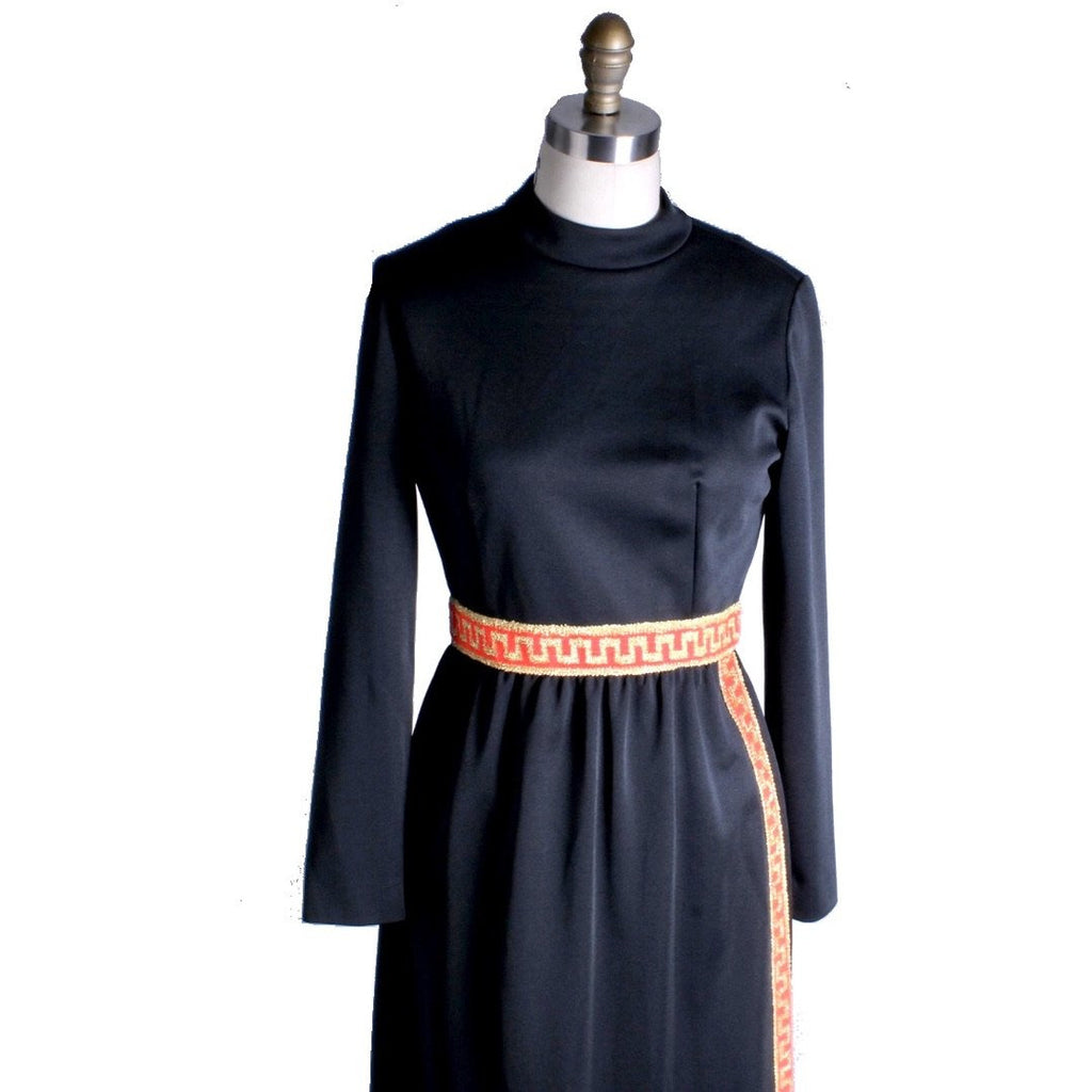 Vintage Leslie Fay Black Nylon Grecian Style Lounge Dress 1960S 36-26-42 S/M Cart2cart The Best Vintage Clothing