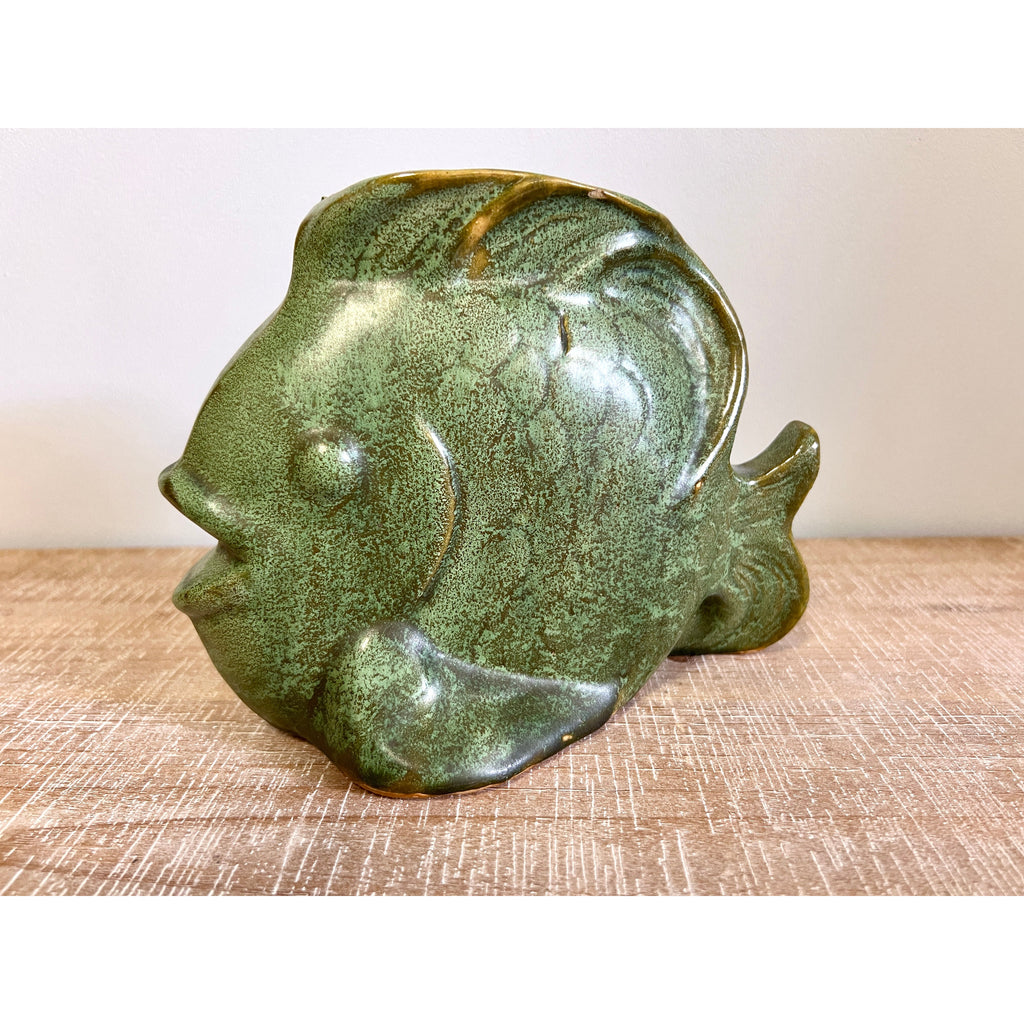Vintage Mid-Century MCM Pottery Fish Green Whimsical 1950s The Best Vintage Clothing