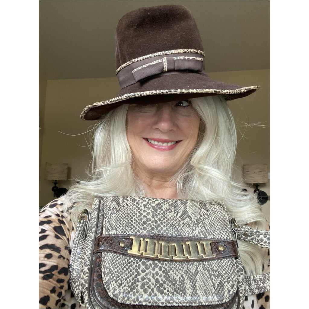 Vintage Ladies Mr. John Jr Faux Snakeskin Hat & Purse 1970S Brown Handbags Mr. John