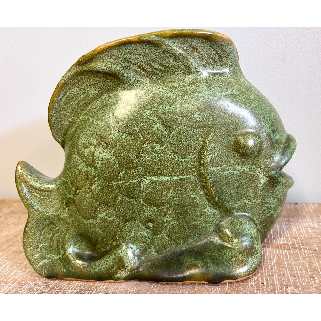 Vintage Mid-Century MCM Pottery Fish Green Whimsical 1950s The Best Vintage Clothing