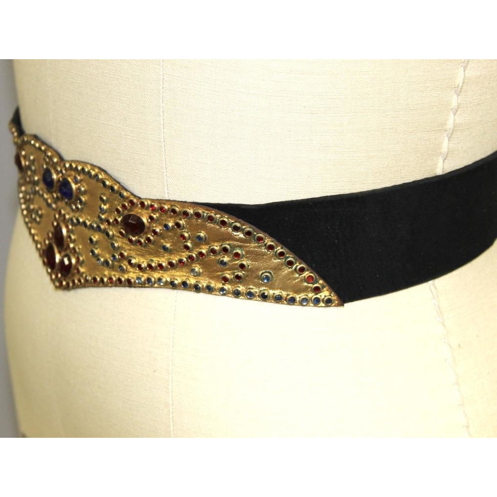 Vintage Studded Belt 1940s Jeweled Wonder Woman-ish French Fashion Sz 28/M Accessories,Women's The Best Vintage Clothing