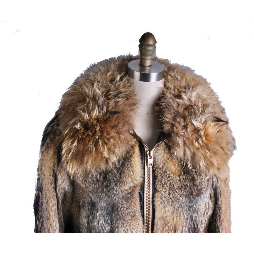 Mens Vintage 1970s Coyote Fur & Leather Parka Coat Jacket M/L Outrageous! The Best Vintage Clothing