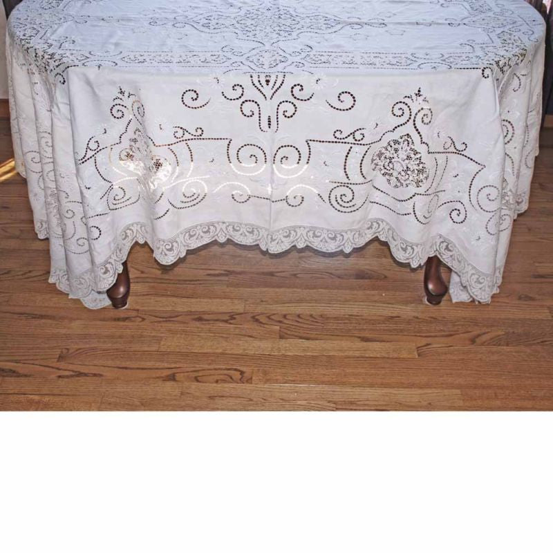 Vintage Handmade Point de Venise Needle Lace and Linen Tablecloth Esso Oil Provenance Collectibles The Best Vintage Clothing