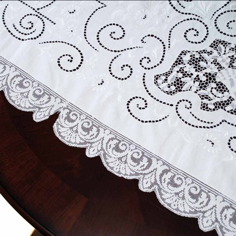 Vintage Handmade Point de Venise Needle Lace and Linen Tablecloth Esso Oil Provenance Collectibles The Best Vintage Clothing