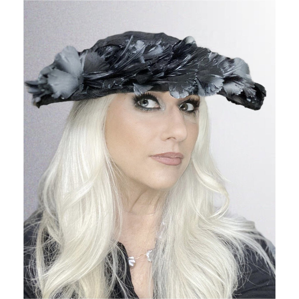 Vintage Lucila Mendez Exclusive Black Feather Saucer Hat 1950s Stunning Marvelous Maisel Church The Best Vintage Clothing