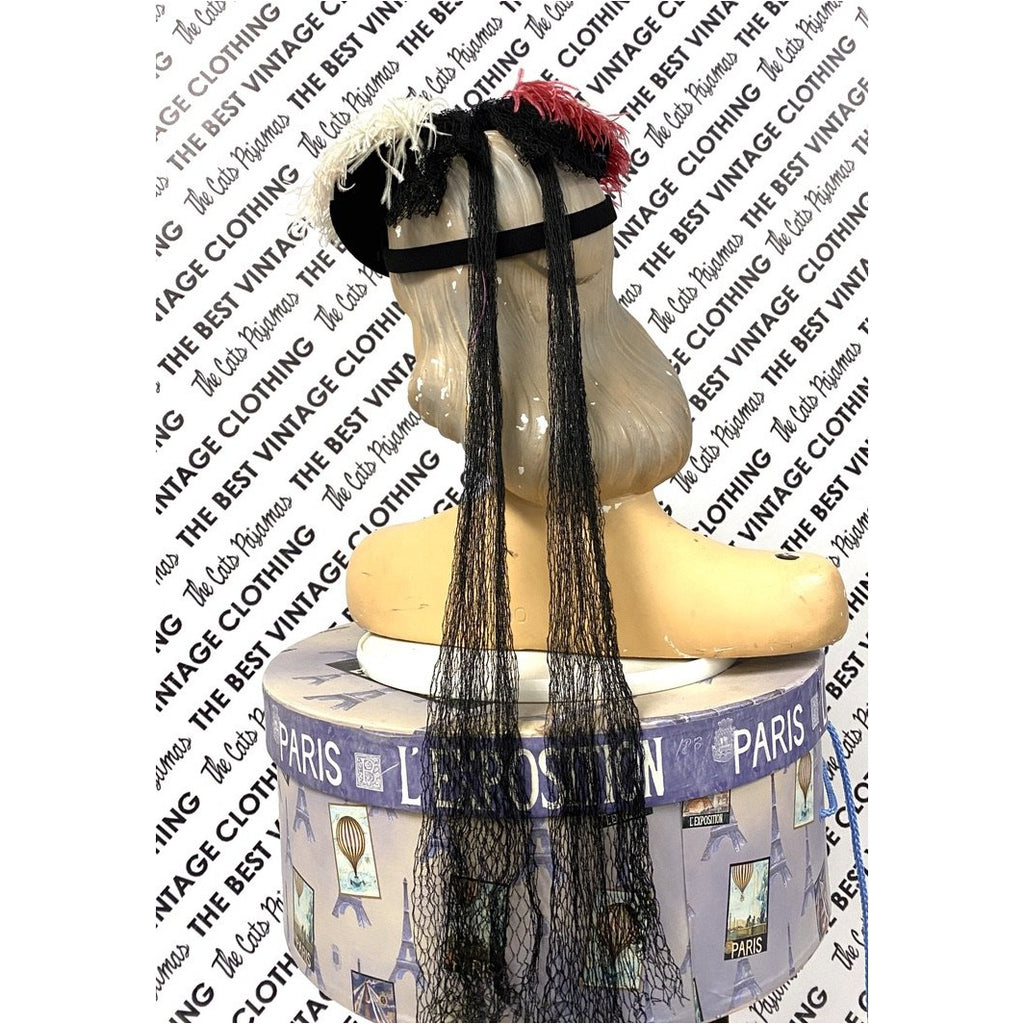 VTG Hattie Carnegie Hat Fascinator Pink White Feathers 1940s Doll Hat O/S The Best Vintage Clothing