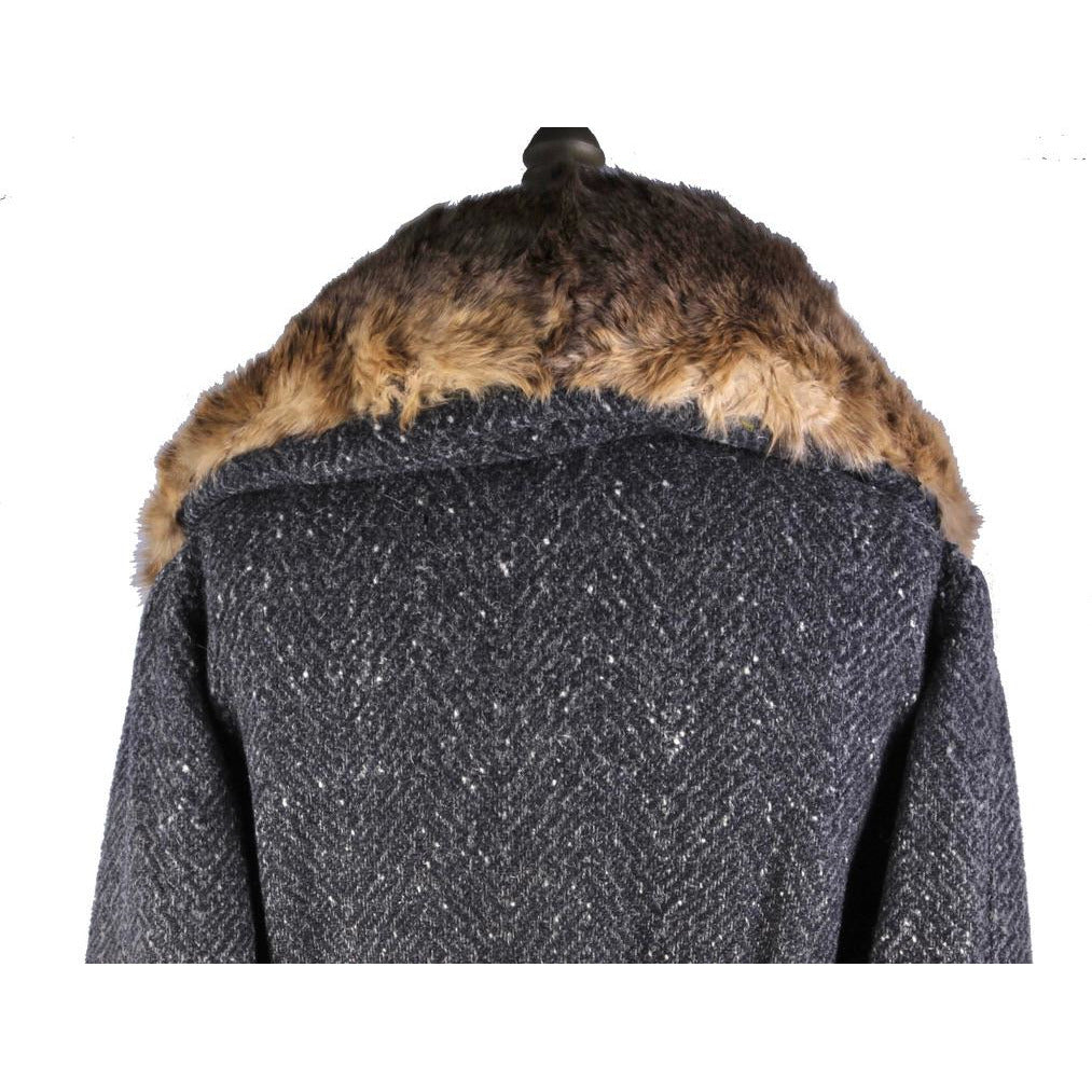 Womens 1920s Art Deco Coat Downton Miss Fisher Heavy Tweed Large Fur Trimmed The Best Vintage Clothing