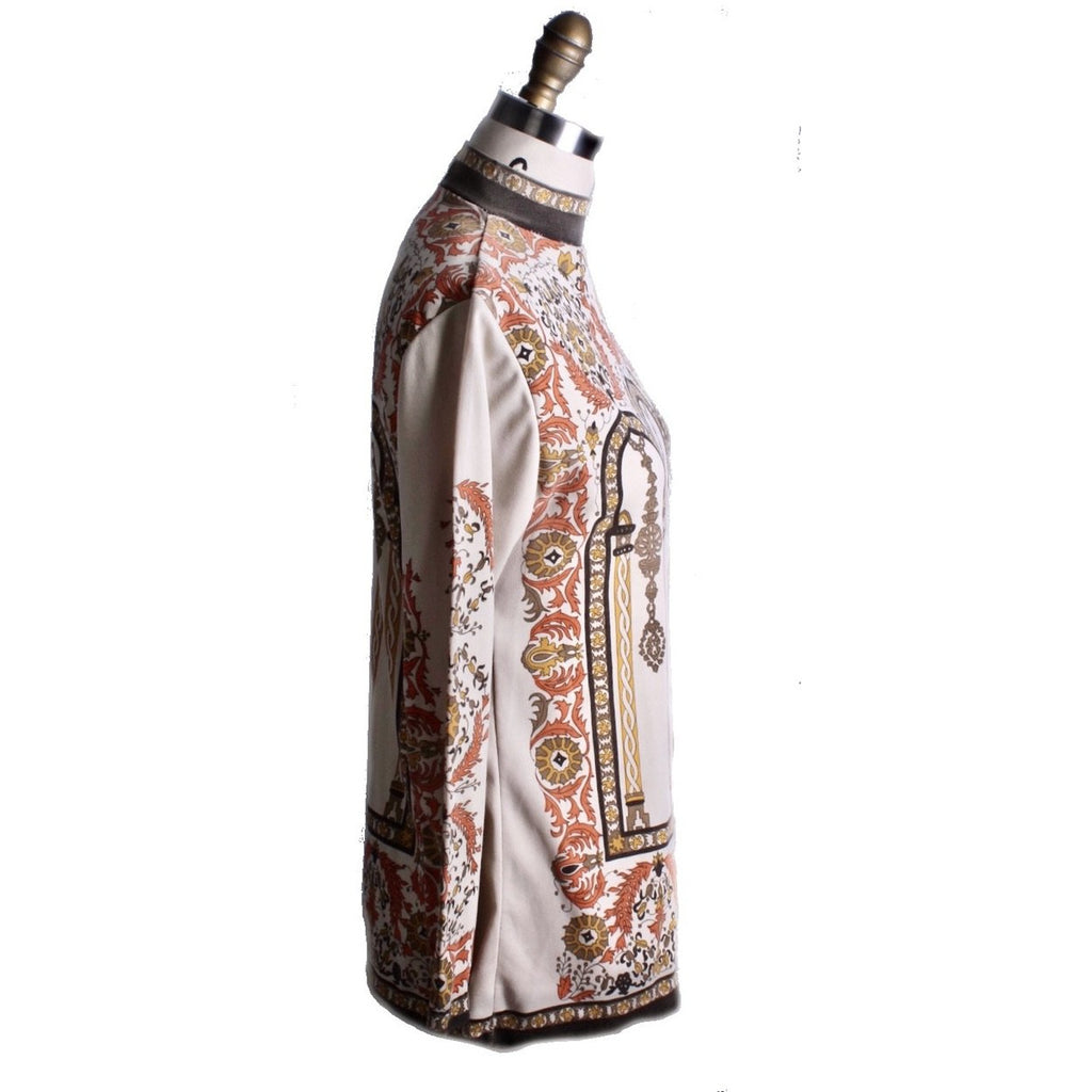 VTG Mod Top retro 1970's Nylon Stretch Orange Gold Brown Women M Astronauts Wives New Arrivals The Best Vintage Clothing