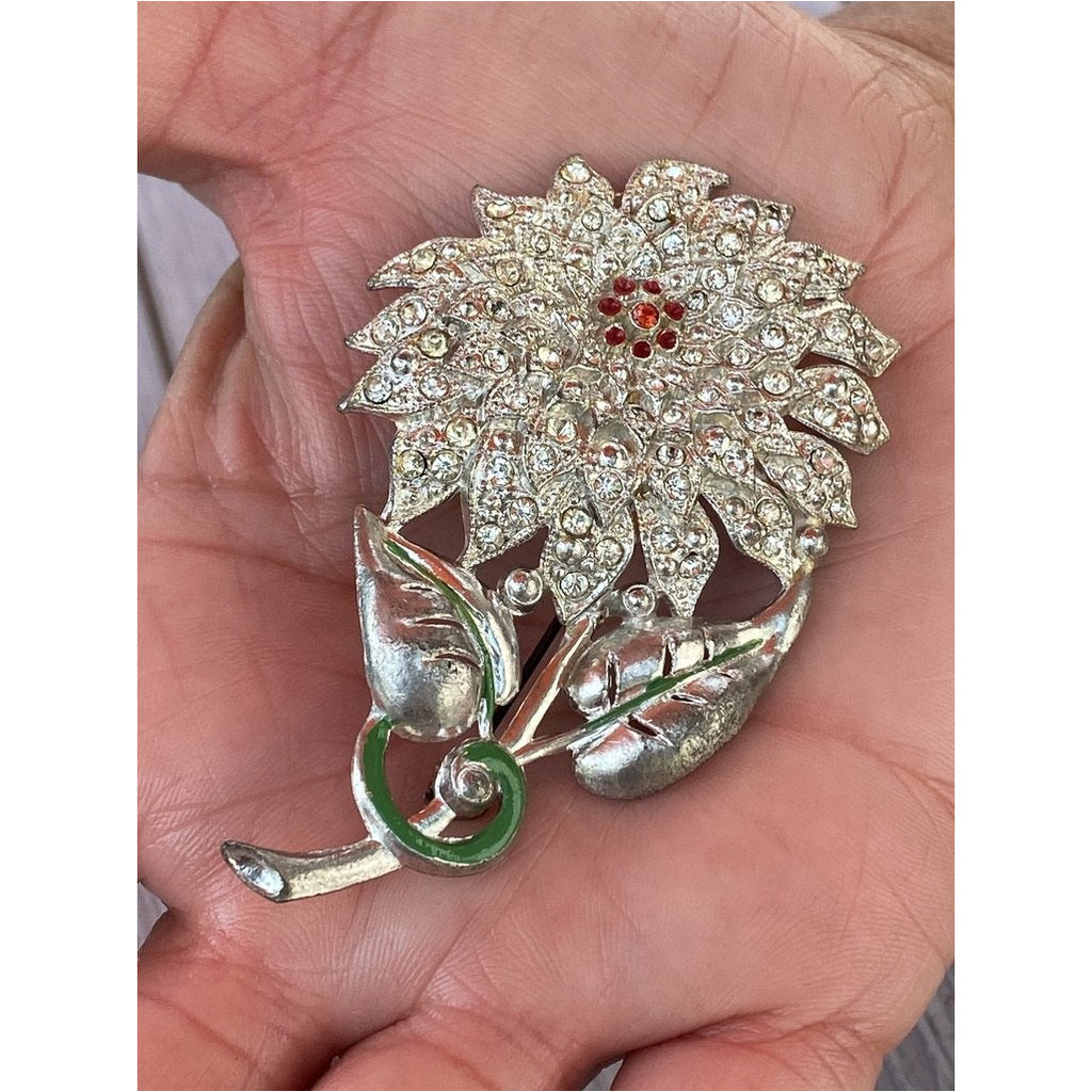 Vintage Sunflower Brooch Paste Possibly Alfred Phillipe Early 1920s Downton Abbey Era Jewelry,Women's Trifari