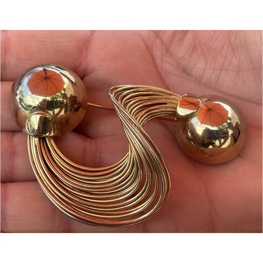Vintage Brooch Huge Statement Gold Tone Abstract Swirl 1940S Large Cart2cart The Best Vintage Clothing