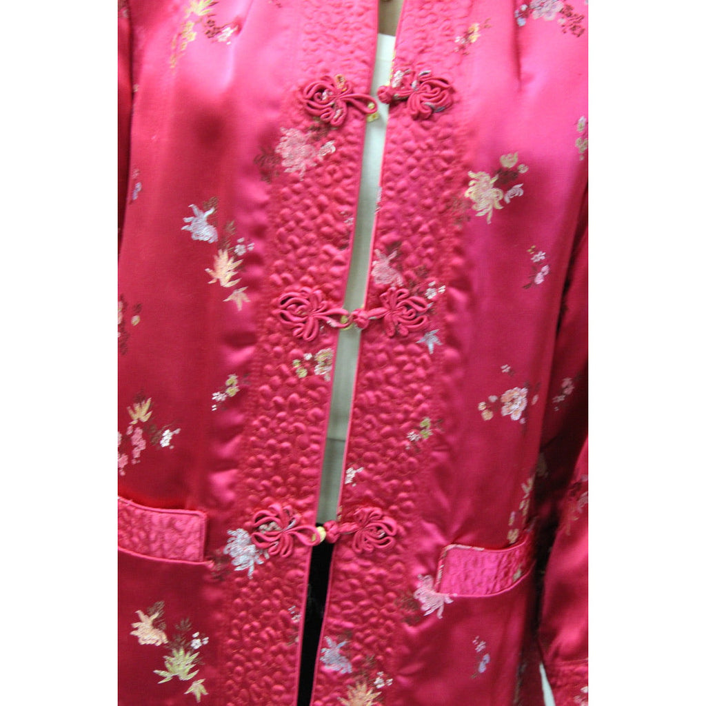 Vintage Pink/Yellow Satin Reversible Damask Jacket 1950s S/M Japan coat The Best Vintage Clothing