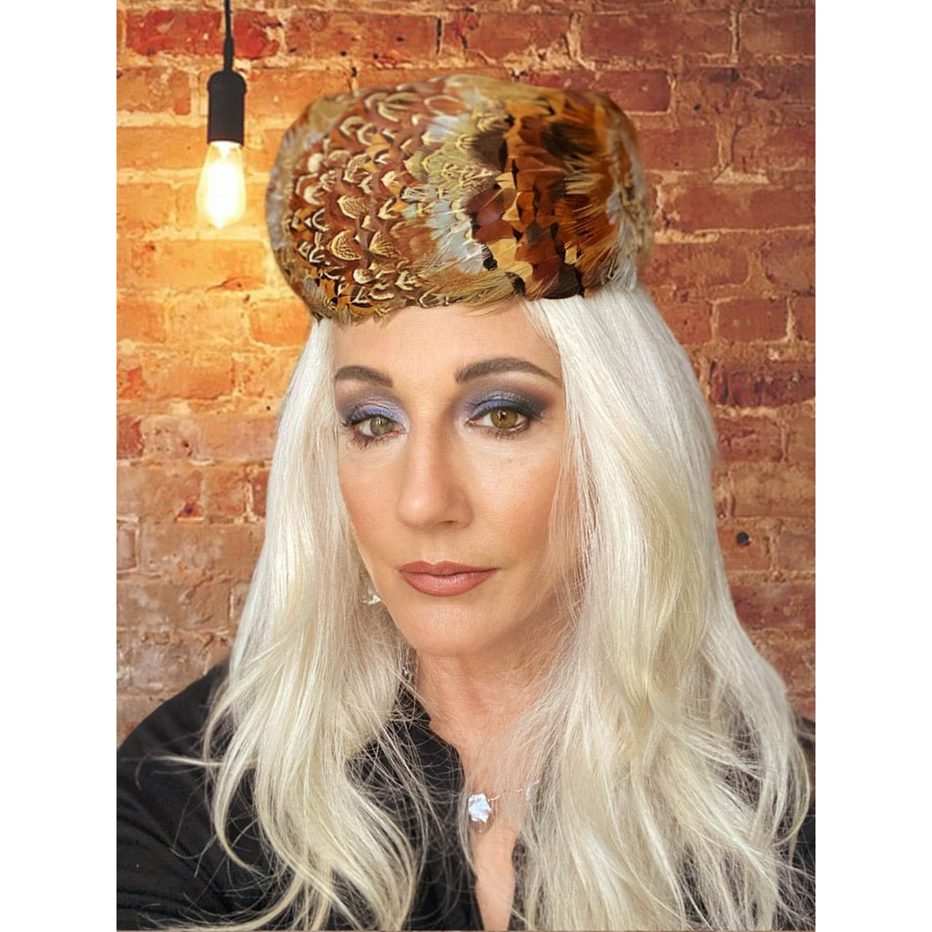 Vintage Ladies Pheasant Feather Hat Pillbox 1950s Purples & Turquoise Hats The Best Vintage Clothing