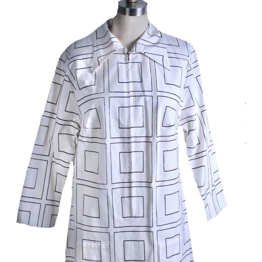 Vintage 1970s Scandinavian Designer Vuokko Squares Print A-Line Dress M marimekko Vuokko