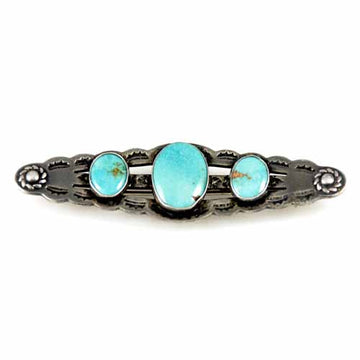 Vintage Genuine Turquoise And Sterling Bar Pin 1940S - The Best Vintage Clothing
 - 1