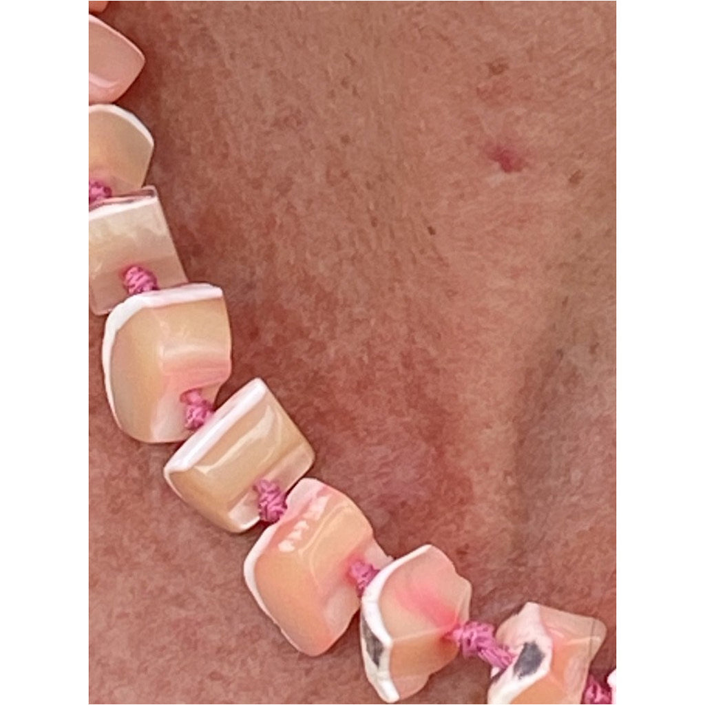 Vintage Signed Jewelry Les Bernard Necklace Natural Pink Shell Chunky Choker On Sale Les Bernard