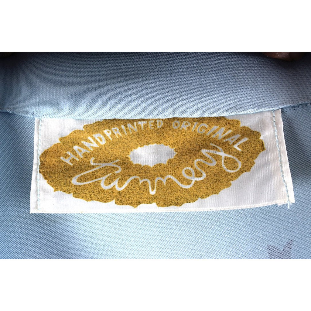 VTG Tummey Hand Block Printed 1970s Top Hippie womens M Blue The Best Vintage Clothing