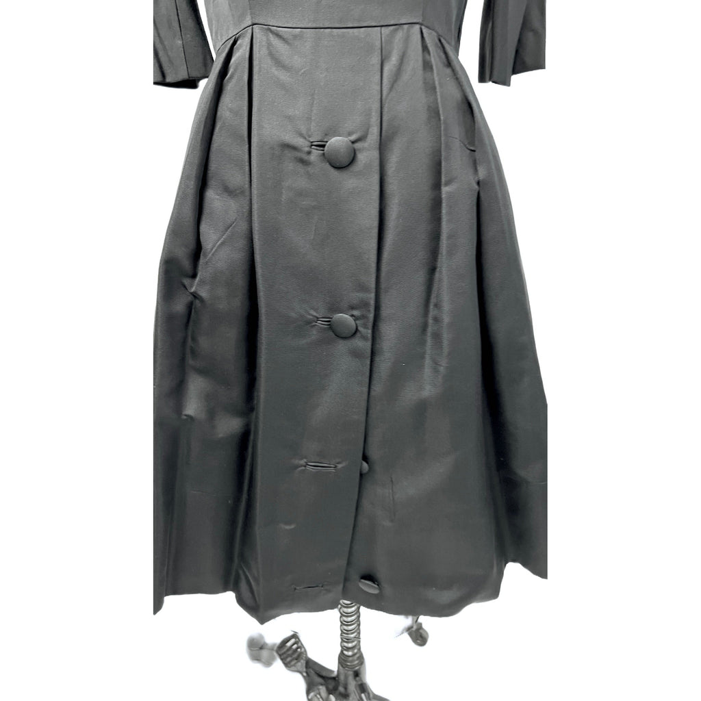 Vintage MCM Suzy Perette Black Silk Cocktail Dress 1950S Bombshell 38-27-Free Cart2cart Suzy Perette