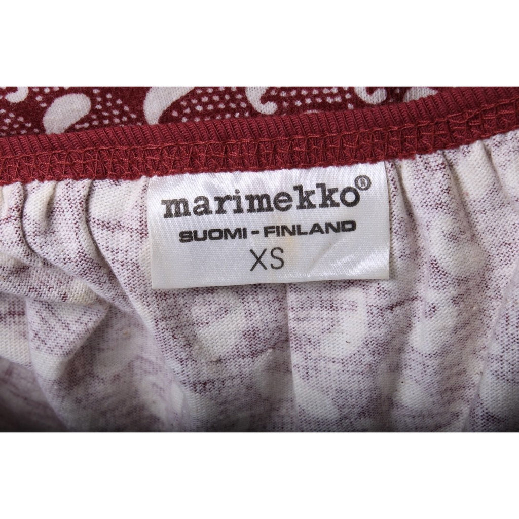 RARE Vintage Marimekko Cotton Knit Maxi Peasant Dress 70s Maroon & Ivory womens XS marimekko The Best Vintage Clothing