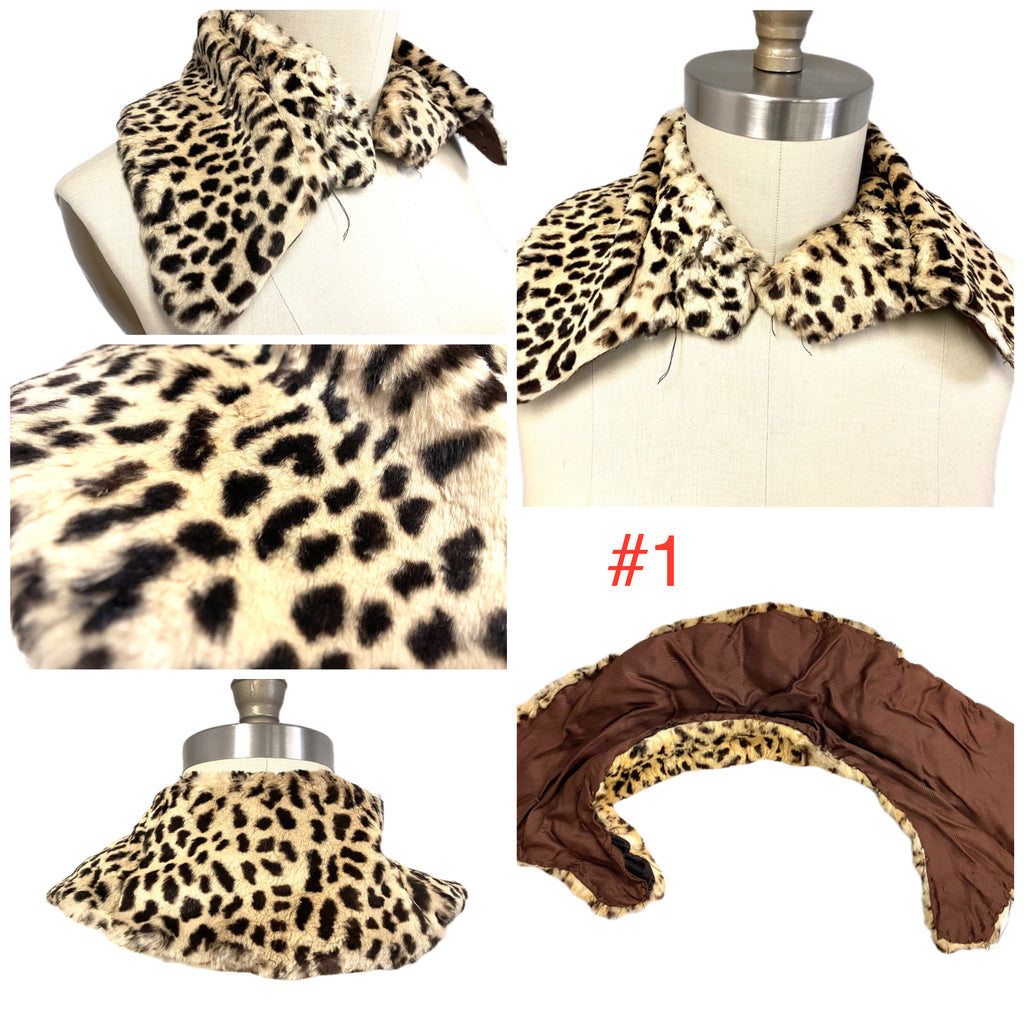 Mob wife mob boss Antique Fur Collars/ Button Lot Leopard Print 1920s-1940s Acessories The Best Vintage Clothing