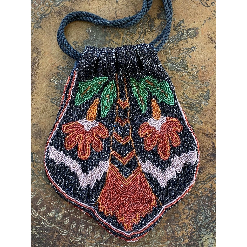Antique 1920s Beaded Bag Made in France Colorful Floral Deco Evening Purse The Best Vintage Clothing