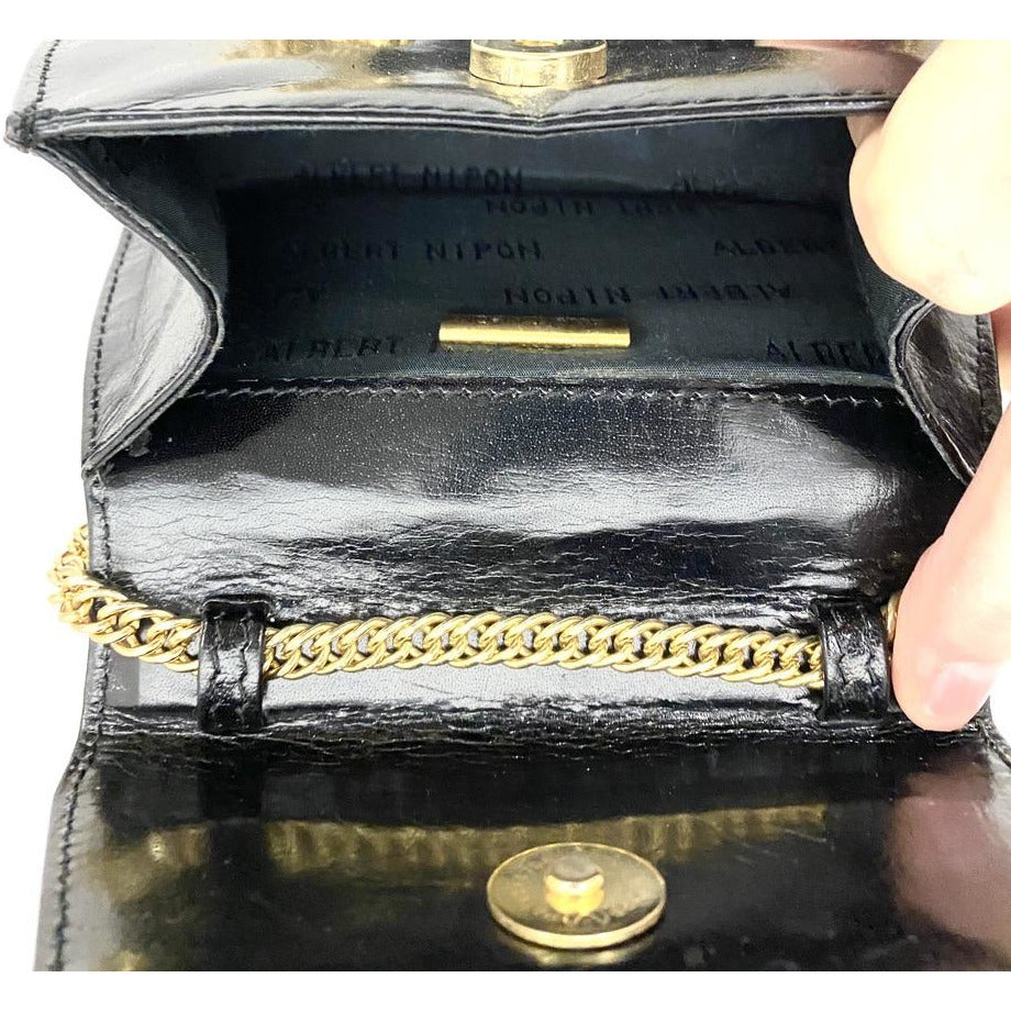 Albert Nipon Vintage Black Leather Card Suits Purse Crossbody heart Retro Spade New Arrivals The Best Vintage Clothing