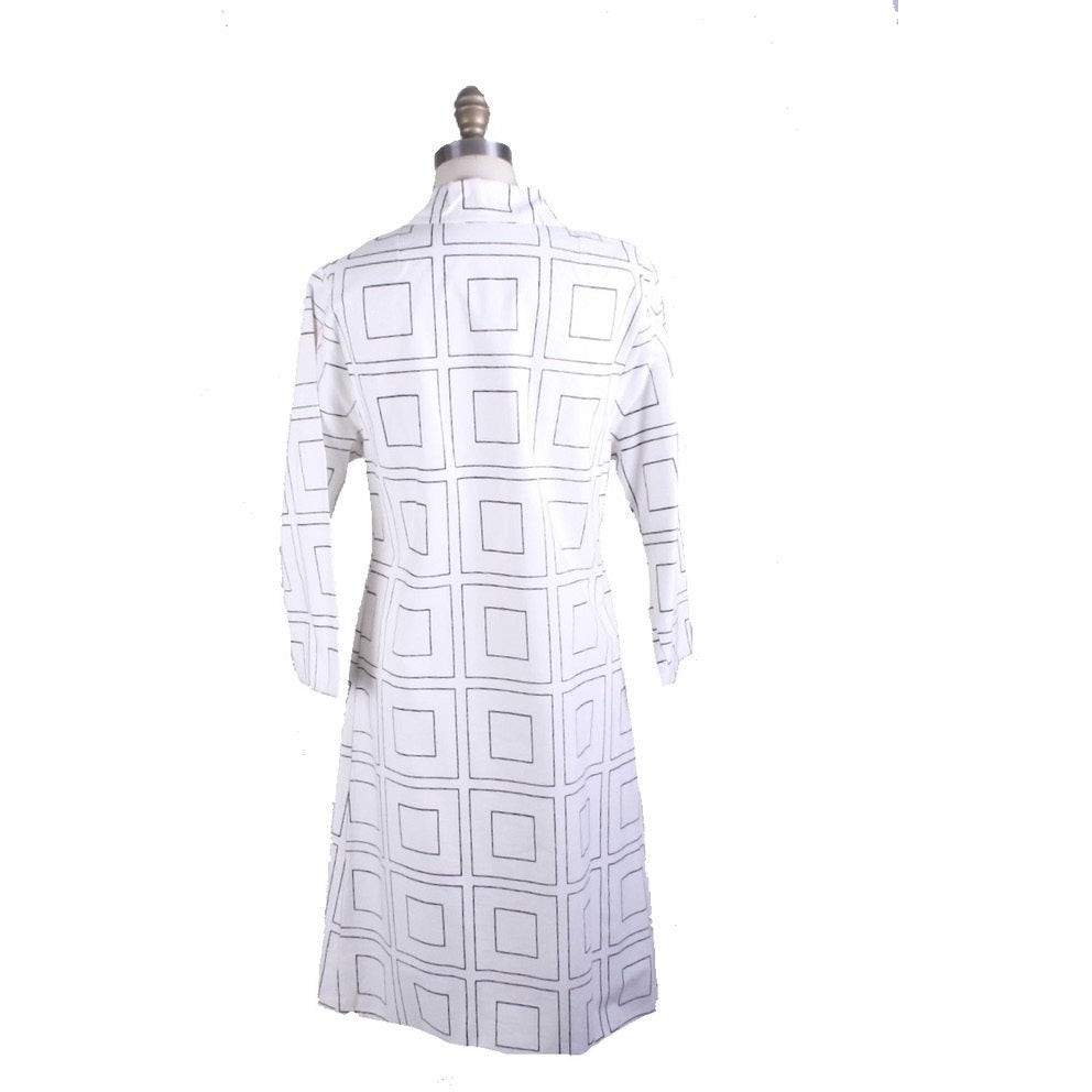 Vintage 1970s Scandinavian Designer Vuokko Squares Print A-Line Dress M marimekko Vuokko