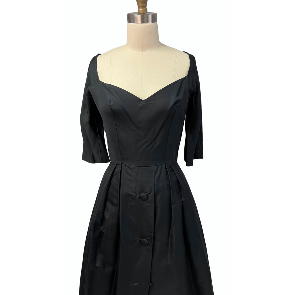 Vintage MCM Suzy Perette Black Silk Cocktail Dress 1950S Bombshell 38-27-Free Cart2cart Suzy Perette