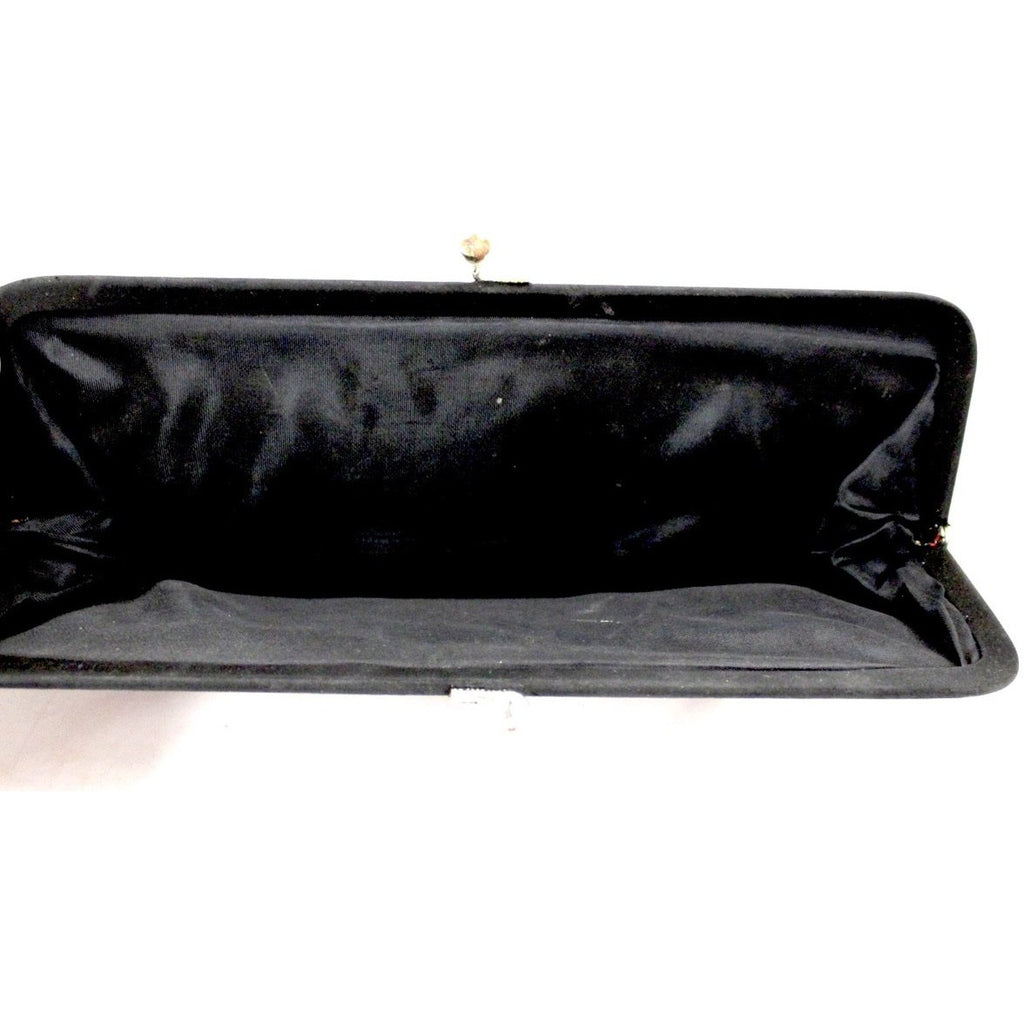 Womens Vintage Clutch Purse Bag Poinsettia Embroidery 1950s Black/Red Handbags,On Sale The Best Vintage Clothing