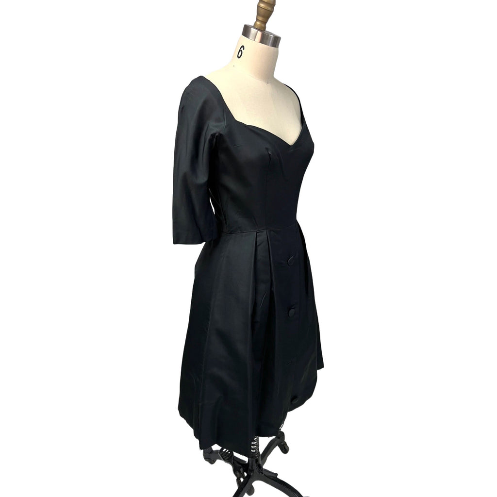 Vintage MCM Suzy Perette Black Silk Cocktail Dress 1950S Bombshell 38-27-Free Cart2cart Suzy Perette