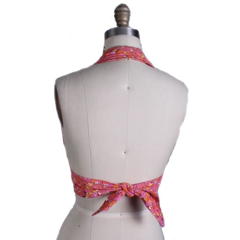 Vintage Halter Top Hot Pink Print Womens Xs/S1970s top The Best Vintage Clothing