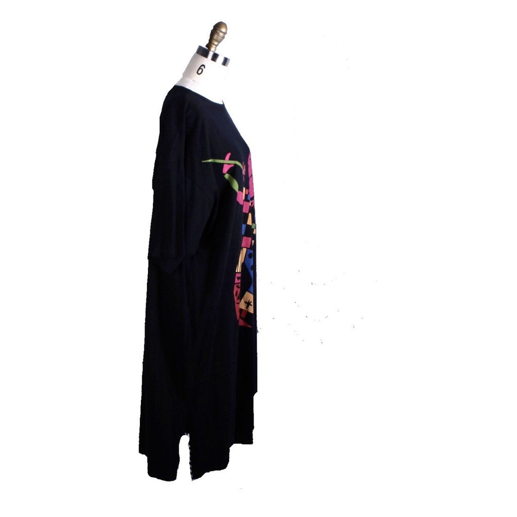 RARE VTG 1980s Marimekko Cotton Knit Clown Dress O/S Black Graphic Art Print marimekko The Best Vintage Clothing