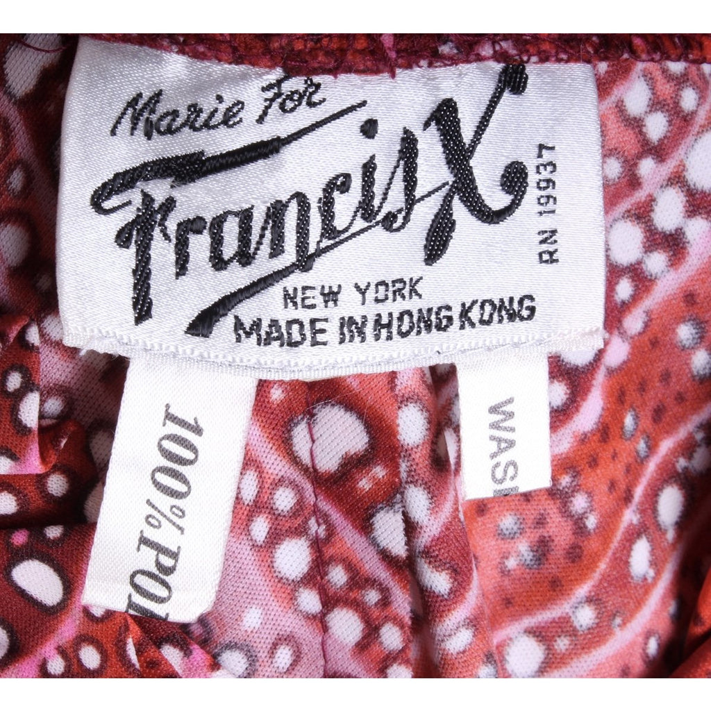 Retro vtg 1970s Francis X Shirt Dress M/L Pink Red Bubbles Neck Bow Polyester The Best Vintage Clothing