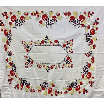 Vintage Printed Cotton Tablecloth Cherries/Pears/Apples 1940S On Sale The Best Vintage Clothing