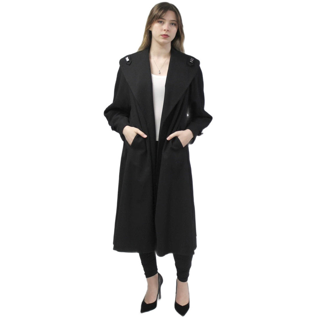 Womens Black Wool Swing Coat 1940s 1950s M-L Fab Bakelite Ornaments Morris coat The Best Vintage Clothing