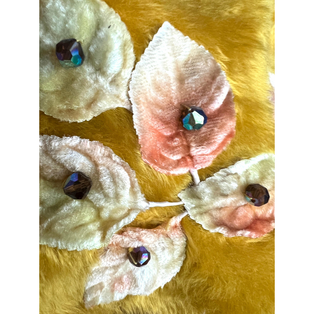 Vintage Harvest Gold Bucket Hat 1960s Mod Wool Sz 22 Applique Flowers Beads Hats The Best Vintage Clothing