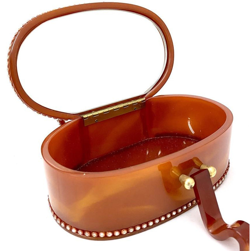 Vintage Wilardy Lucite Box Purse Amber Butterscotch 1950s Rhinestones Handbags,New Arrivals Wilardy