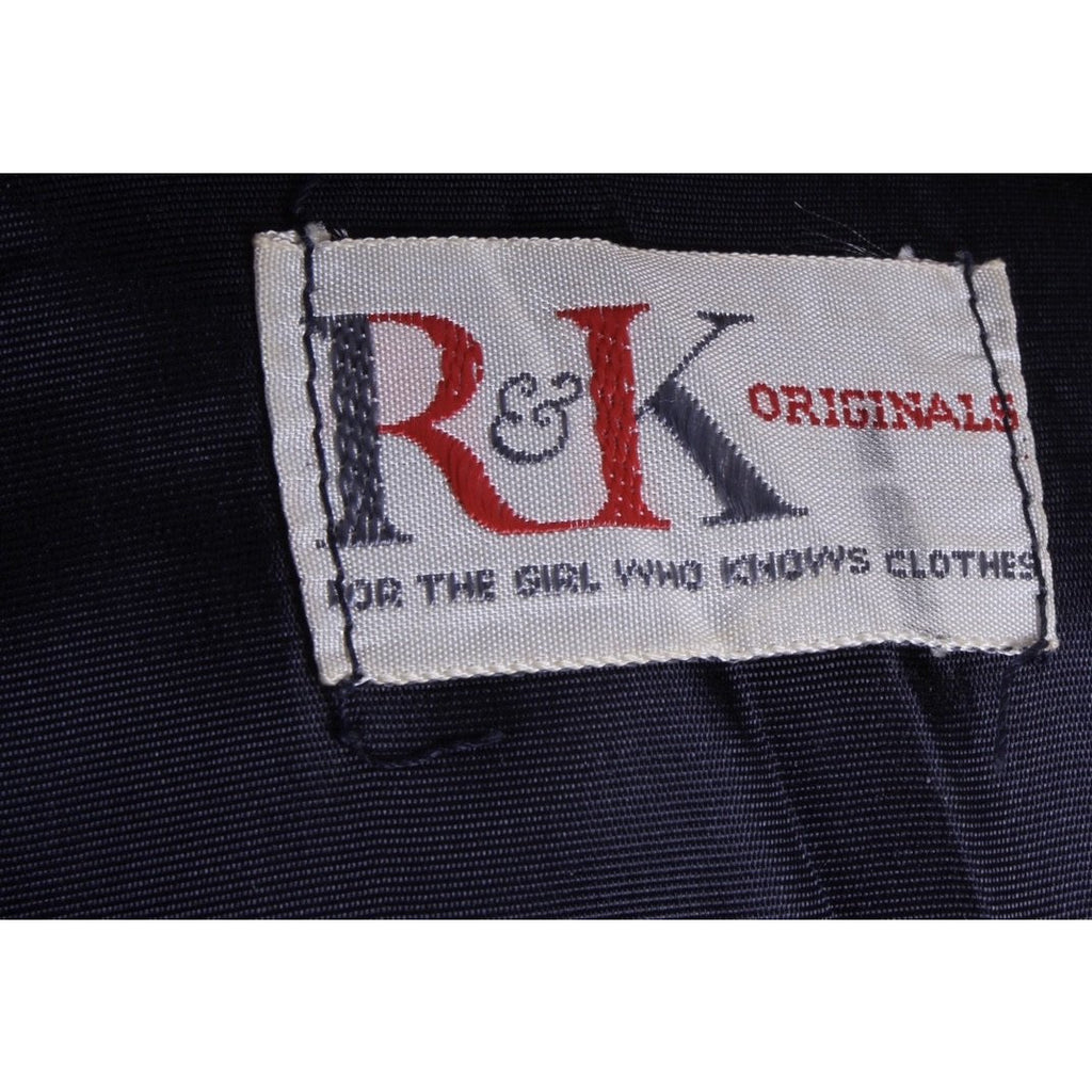 Navy Blue Vintage Day Dress R&K All-Over Pleats 1950s Medium Rayon Wiggle dress The Best Vintage Clothing