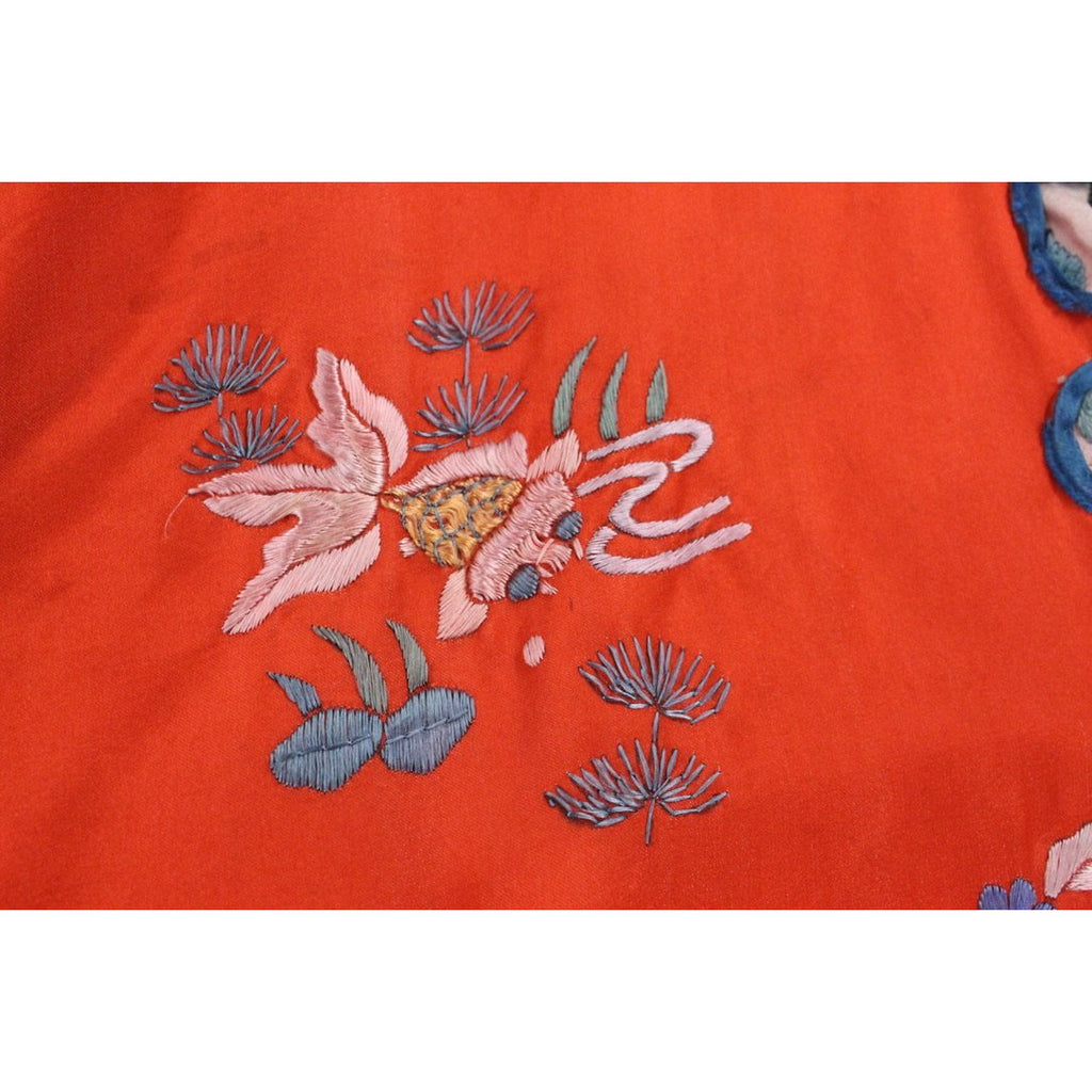 Antique Victorian Chinese Robe Coat Red Silk Embroidered Includes Free Brooch! Cart2cart The Best Vintage Clothing