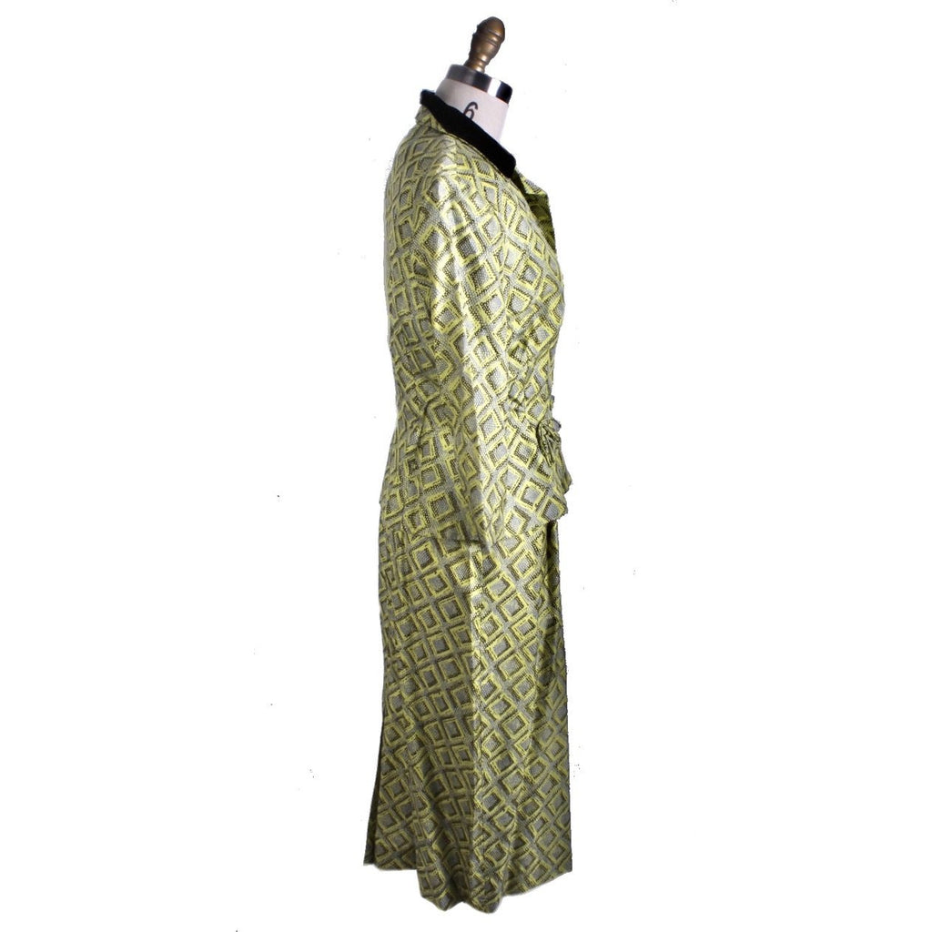 Vintage 1950s Silk Dress Wiggle MCM Roseweb Chartreuse/Black Dress & Jacket Size M NWOT suit The Best Vintage Clothing