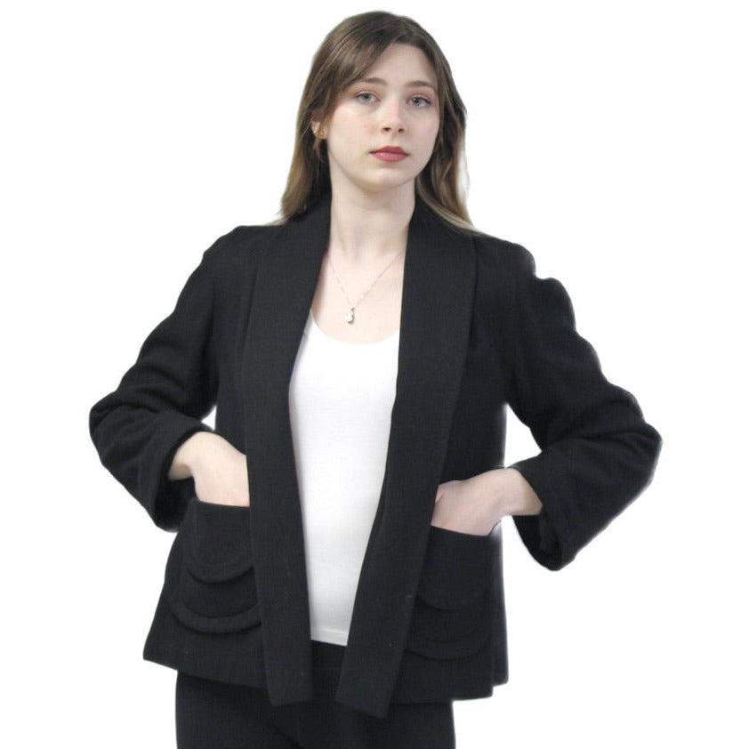 Little Black Wool Vintage Swing Jacket Coat 1940s 1950s S/M Short coat The Best Vintage Clothing