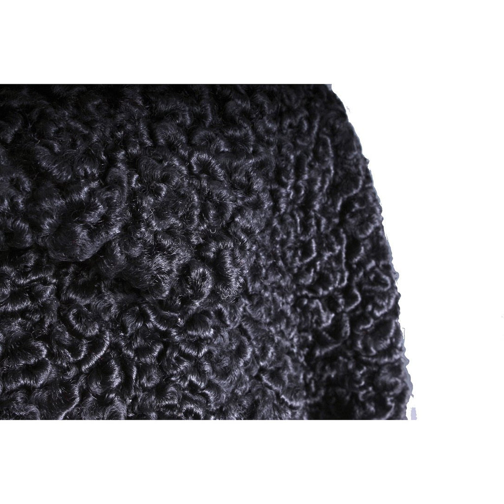 Vintage Schiaparelli Black Persian Lamb Jacket Coat Womens L XL Zip Front Red Lining coat The Best Vintage Clothing