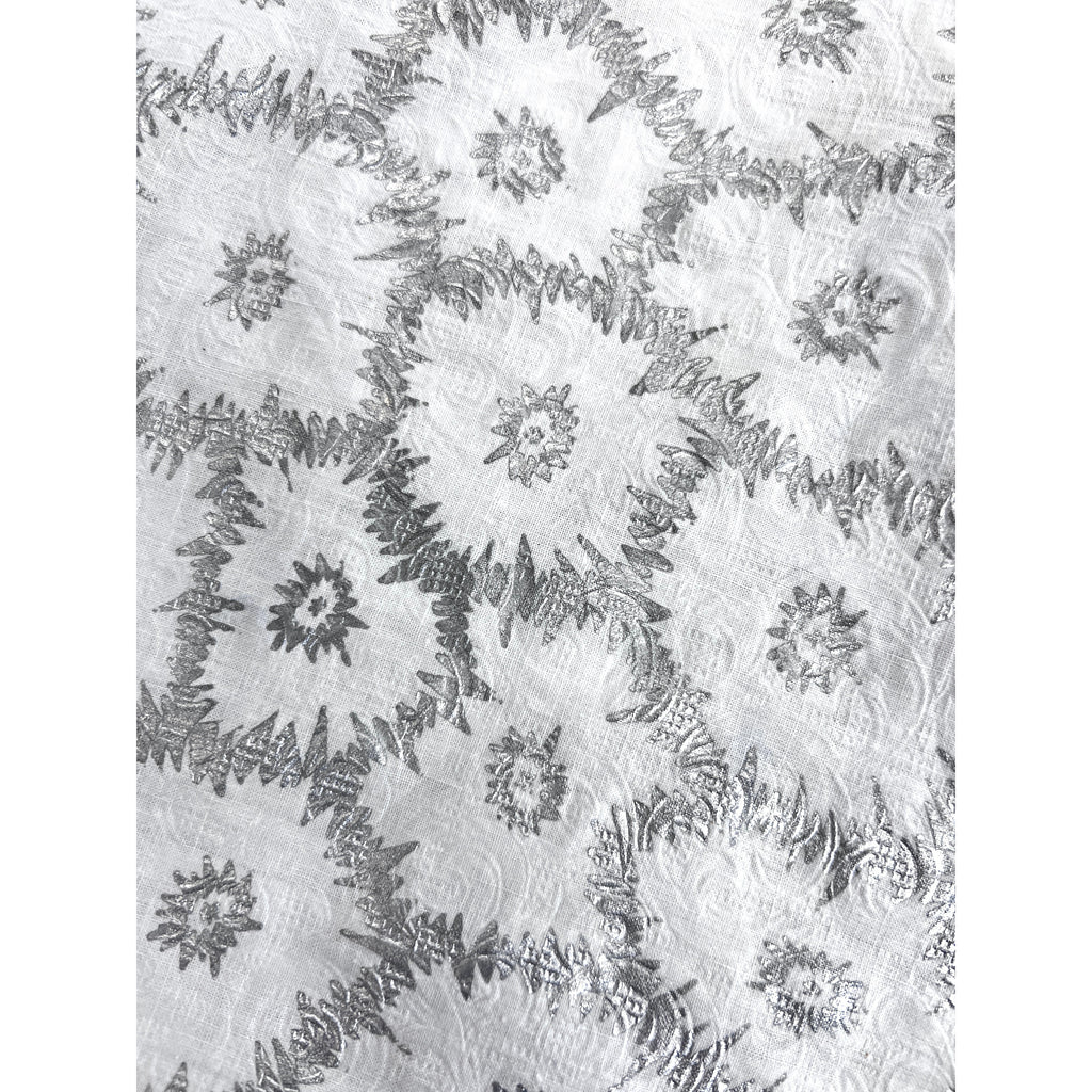 Vintage Circle Skirt Silver Metallic Mum Print 1950S 28" Waist Women's The Best Vintage Clothing