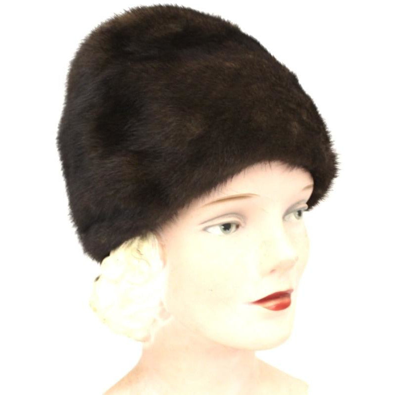 Vintage Mink Fur Hat Dark Brown Amrose New York 21 3/4" Cool Shape Near Mint 1960s Accessories The Best Vintage Clothing